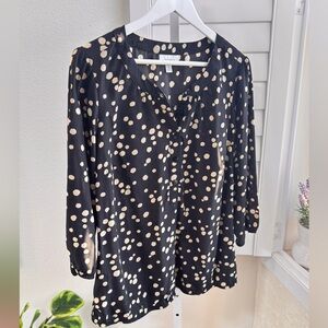Dressbarn Black and Cream Polka Dot Blouse